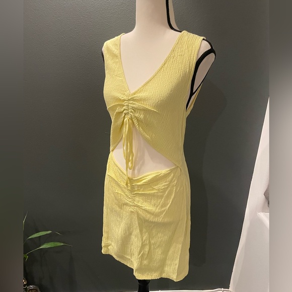 NWT- Free People Lemon Laila Mini Dress Yellow Dress Cut Out - Size Small - Picture 3 of 8